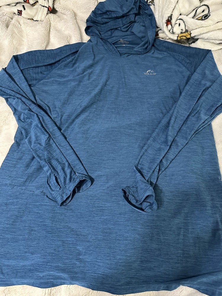 Willit Men's UPF 50+ Sun Protection Hoodie Shirt Blue Long Sleeve 2xl