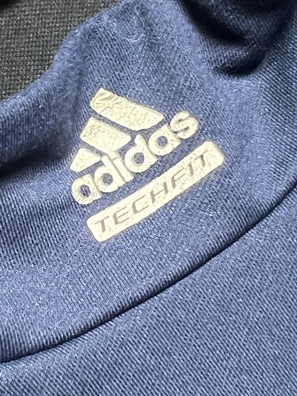 adidas Techfit Men's L Blue Long Sleeve Mock Neck Compression Stretch Pullover gallery