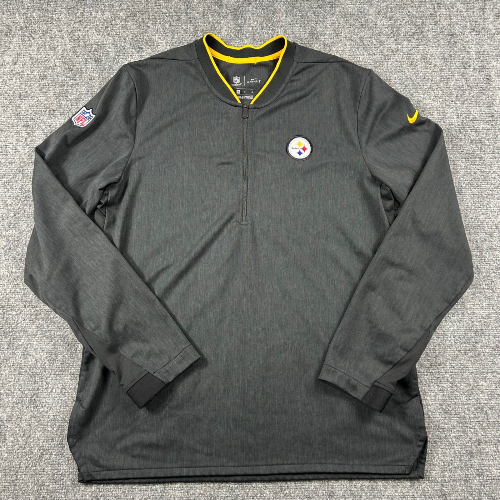 Nike Pittsburgh Steelers NFL Mens Medium Grey Dri-FIT Quarter Zip Pullover Shirt gallery