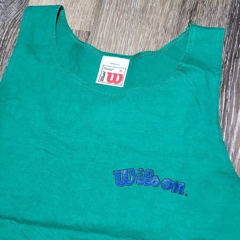 VTG Wilson Tank Top XL Green Men Pullover Muscle Shirt Sleeveless USA Beachwear gallery