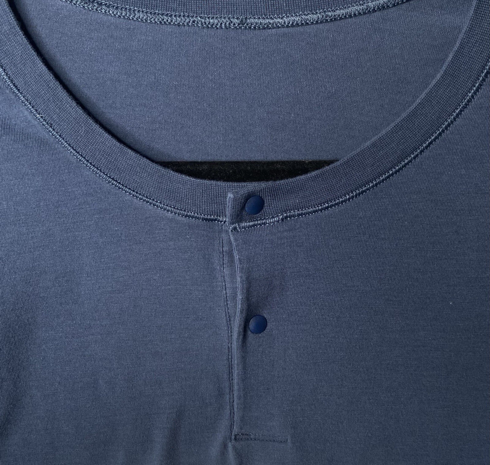Lululemon Snap Button Henley Shirt Men's Large Blue Short Sleeve Athleisure gallery