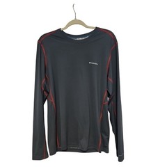 Columbia Omni-Heat Mens Gray Red Long Sleeve Base Layer Thermal Top AM6165 Med