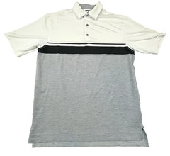 FootJoy Mens Polo Shirt L White Grey Black Colorblock Spandex Stretchy Golf