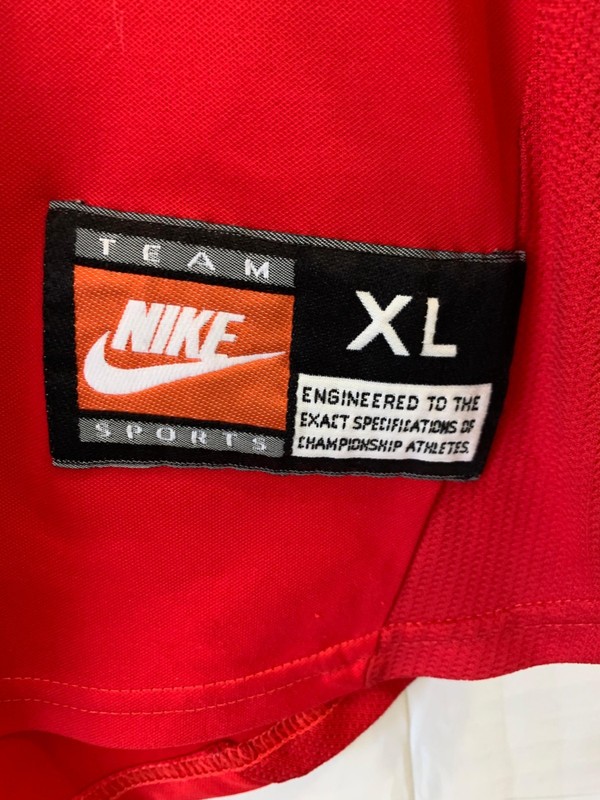 Vtg 90s Nike Blank Soccer Jersey XL Red White Made in UK Team Sports Premier#235 gallery