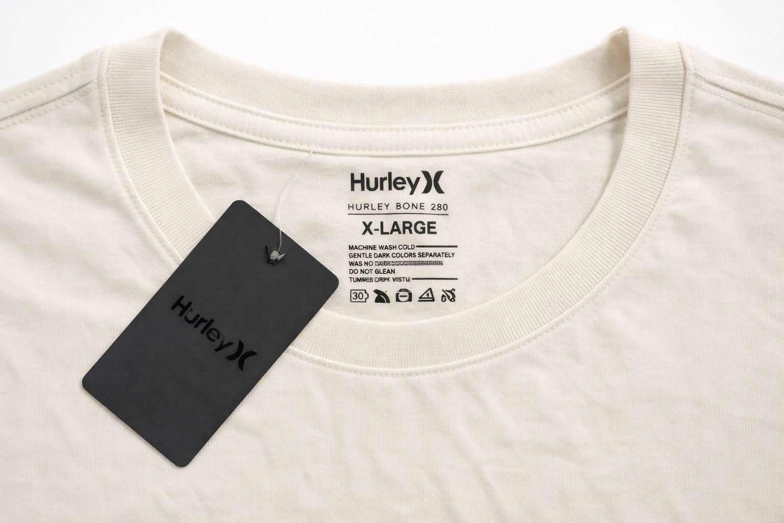 Hurley Beach Location 100% Cotton Short Sleeve Graphic Shirt Tee Beige Mens XL gallery