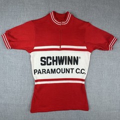 Vintage Schwinn Cycling Jersey Mens Small Wool Red 70s Paramount C.C. Shirt