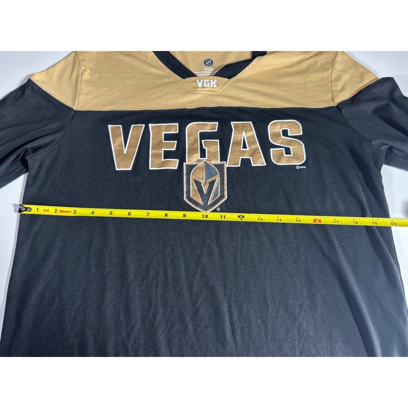 Golden Knights Las Vegas NHL Mens M Long Sleeve Shirt Black Gold VGK Jersey Tee gallery