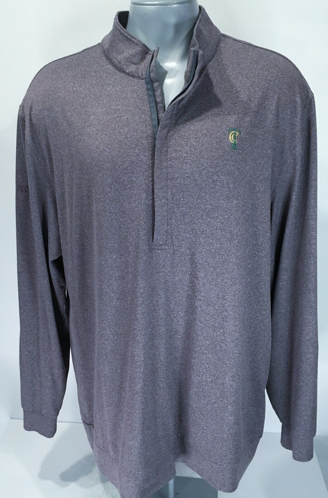 Matte Grey 1/2 Zip XXL Golf Mens Shirt Long Sleeve Polyester Spandex TCC 1921