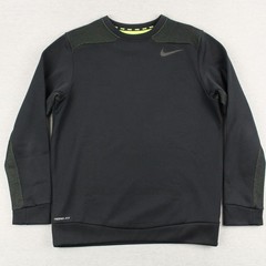 Nike Therma-FIT Shirt Mens M Black Green Training Pullover Polyester Long Sleeve