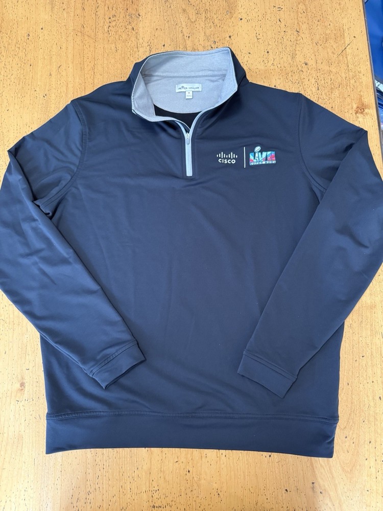 Super Bowl 57• Peter Millar Size Medium Perth Performance Quarter-Zip, Black
