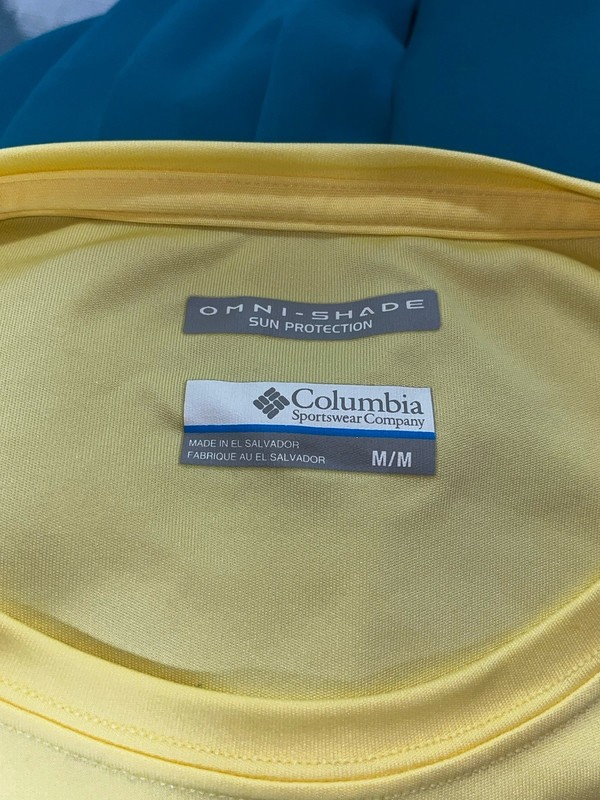 Columbia PFG Shirt Men's M Yellow Omni Shade Long Sleeve Polyester Fishing gallery