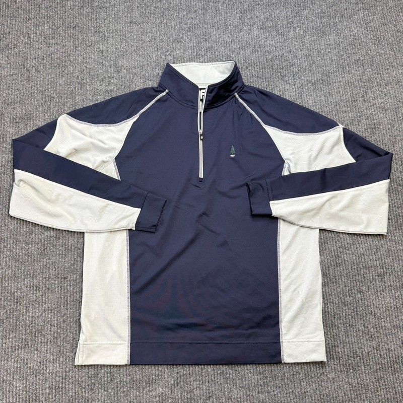 FootJoy Pullover Mens Medium Navy 1/2 Zip Performance Golf Sweater Breathable gallery