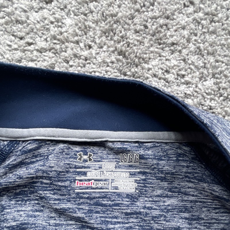 Under Armour HeatGear Men's L Blue/Gray Heather 1/4 Zip Mock Neck Pullover gallery