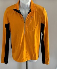 NWOT EMS Eastern Mountain Sports Mens Sz S 1/4 Zip L/S Shirt Neon Orange & Black
