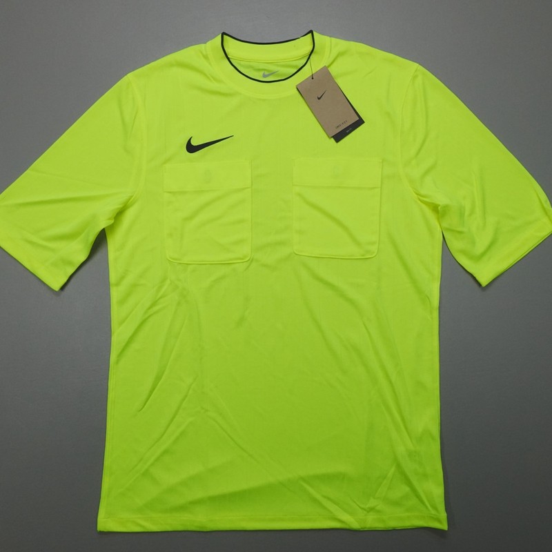 Nike Dri-Fit Safety Yellow SS Referee Pocket Shirt Slim Fit Men's M DH8024-702 gallery