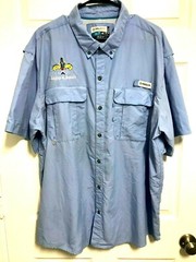 KNIGHTS OF NEMESIS Men Light Blue Angler Fit Vented Fishing Shirt XXL Magellan