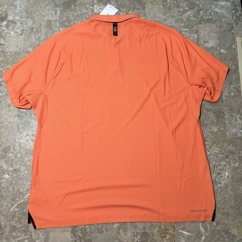 Nike Tiger Woods Polo Shirt Mens 2XL Orange Dri Fit ADV Snap Short Sleeve Golf gallery