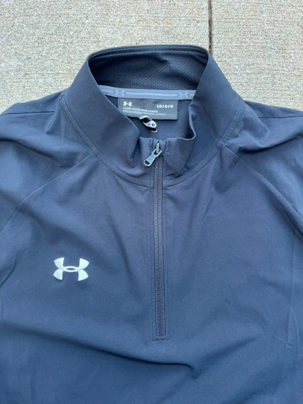 2 - Under Armour Pullover Mens L 1/4 Zip Short Sleeves Gray & Black Coaches Golf gallery