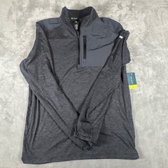 Tek Gear Mens 1/4 Zip Pullover Jacket Gray Space Dye Running Shirt Size Medium