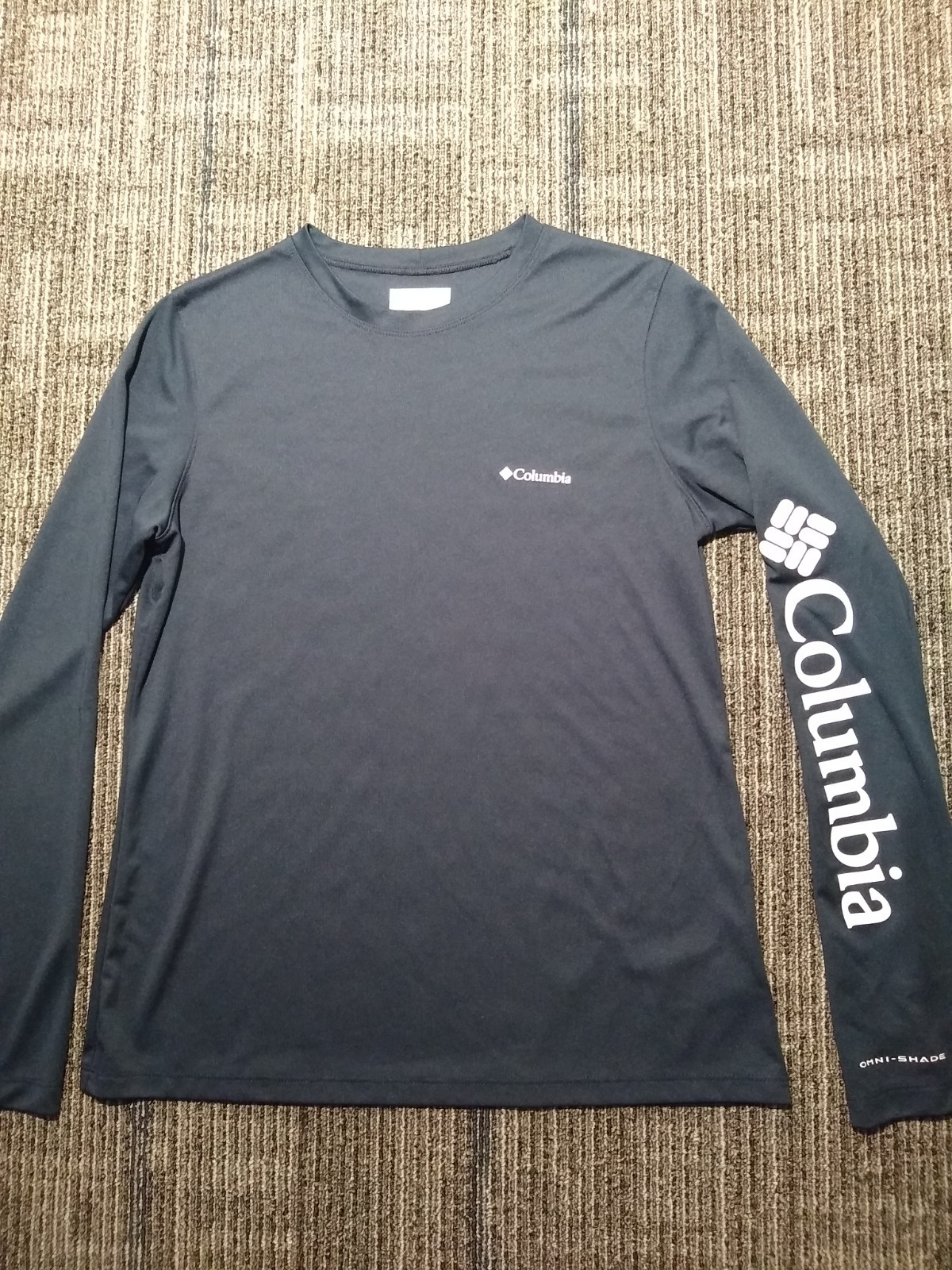 Columbia Omni-Shade Shirt Men's Medium Navy/White Logo Fishing Performance gallery