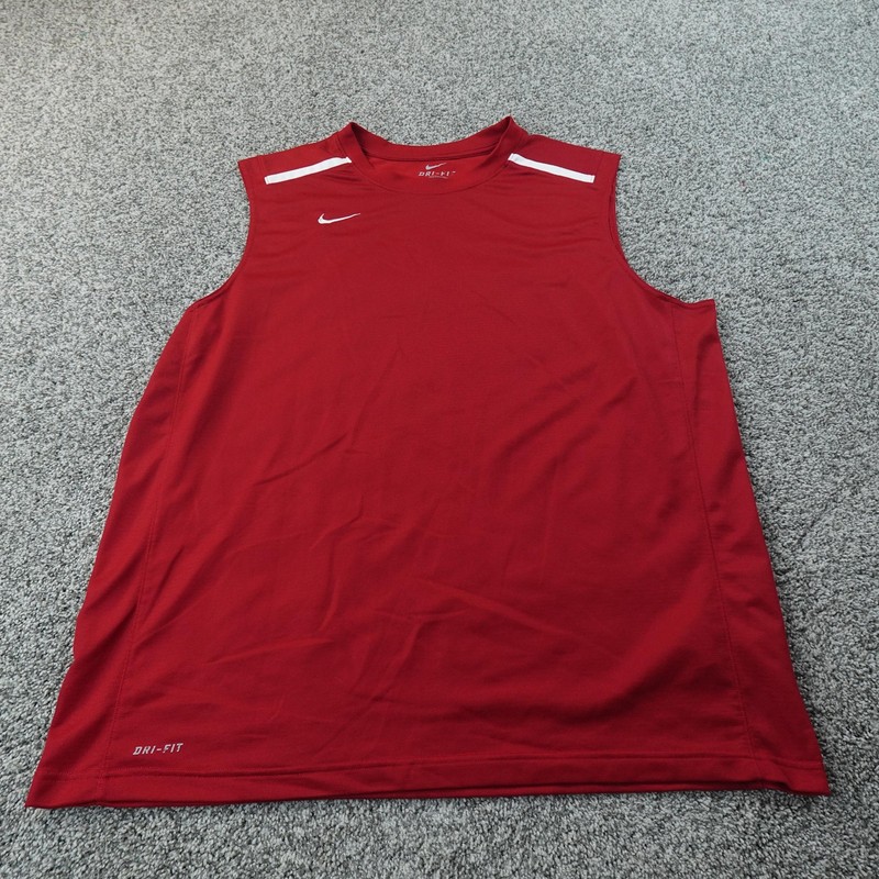 Nike Tank Top Mens 2XL Red Dri FIT Sleeveless Jersey Shirt Basketball Gym Swoosh gallery