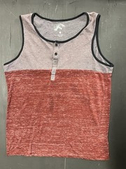Fission Men’s Athletic Tank Top Grey/Red Stripe Sz L