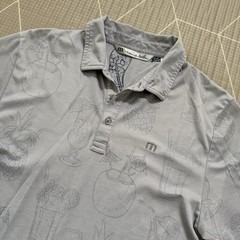Travis Mathew Reverse Print Tropical Cocktails Hawaiian Golf Polo M Pineapples