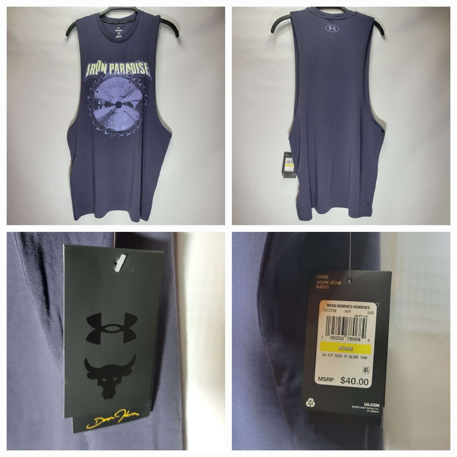 Under Armour Project Rock Iron Paradise Grey Saw Blade Tank Top Muscle Shirt M gallery
