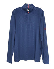 FootJoy 1/4 Zip Pullover Mens Medium Blue Geometric Performance Midlayer Golf