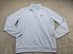 Peter Millar Shirt Mens L Blue Striped Perth Quarter Zip Sands Capital Pullover