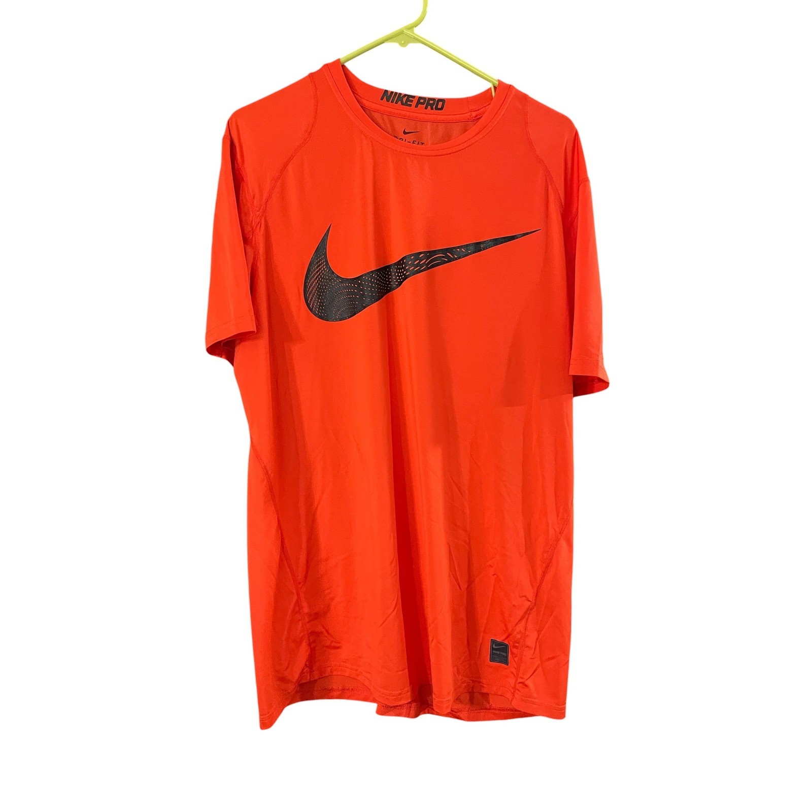 Nike Pro Dri-FIT Mens XL Orange Fitted Short Sleeve Training Shirt Swoosh gallery