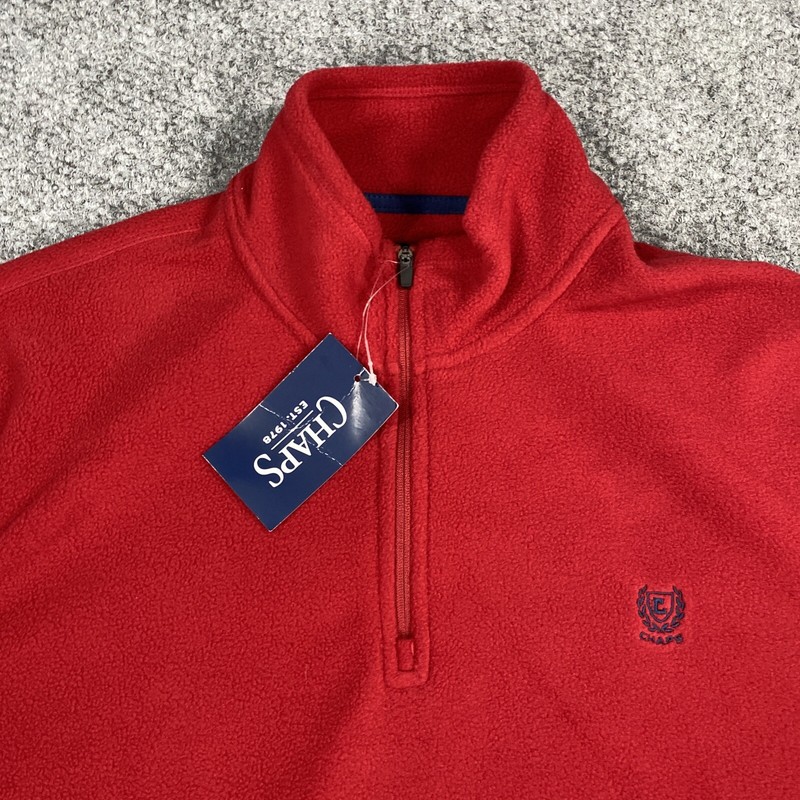 Chaps Mens Fleece 1/4 Zip Pullover Long Sleeve Red Size Large gallery