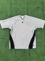 Adidas Climalite athletic t-shirt in a clean light blue and black colorway.