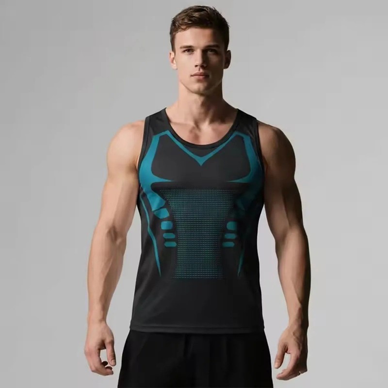 Men Compression Shirt Version Ionic Shaping Sleeveless Vest Sport Tank Top S-2XL gallery