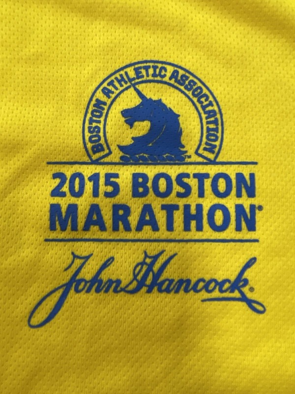 Adidas 2015 Boston Marathon Long Sleeve Shirt Large Yellow CLIMALITE gallery