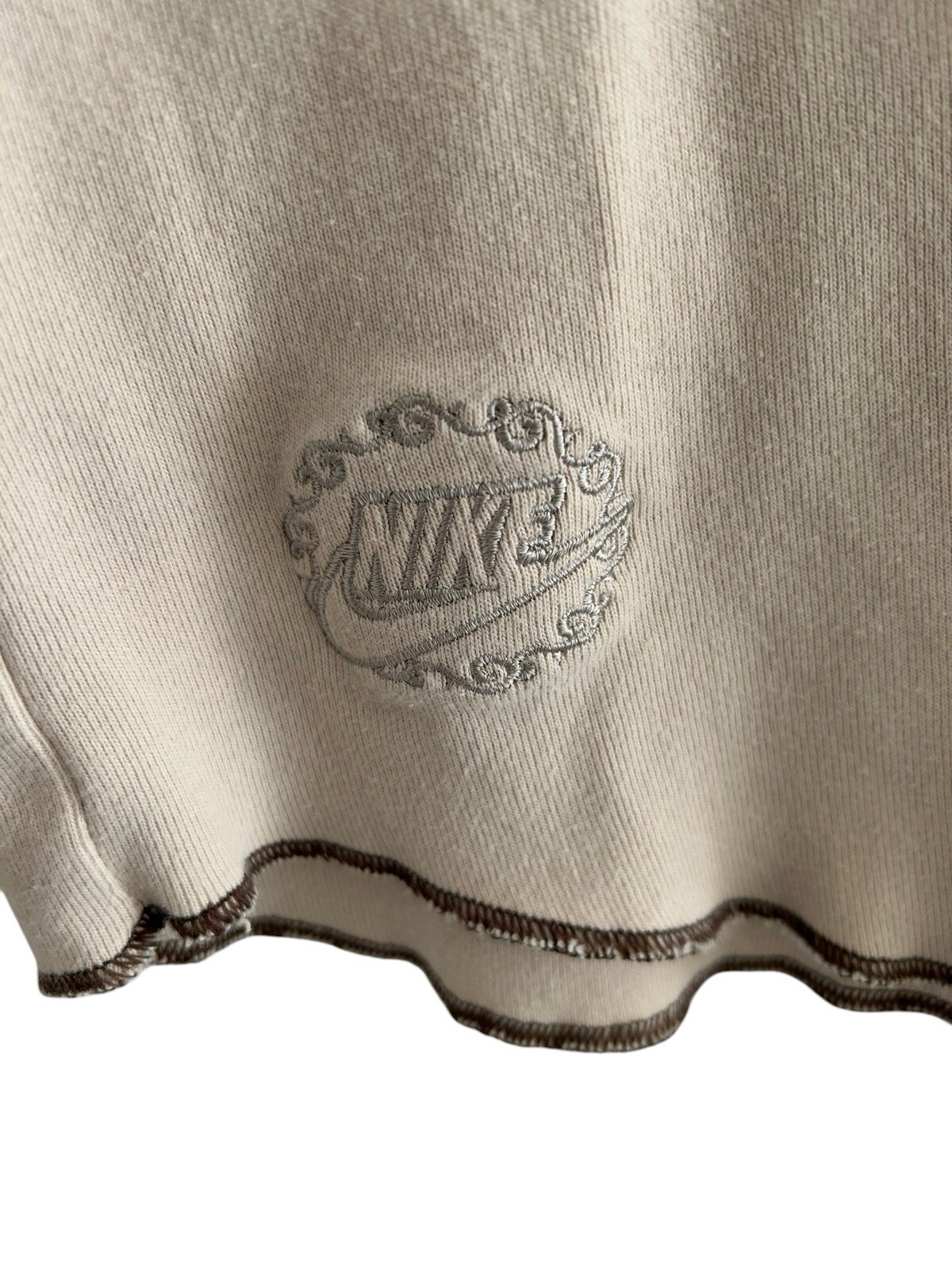 Y2K Nike Beige Pullover Mens 1/4 Button Long Sleeve Embroidered Logo Swoosh XL gallery