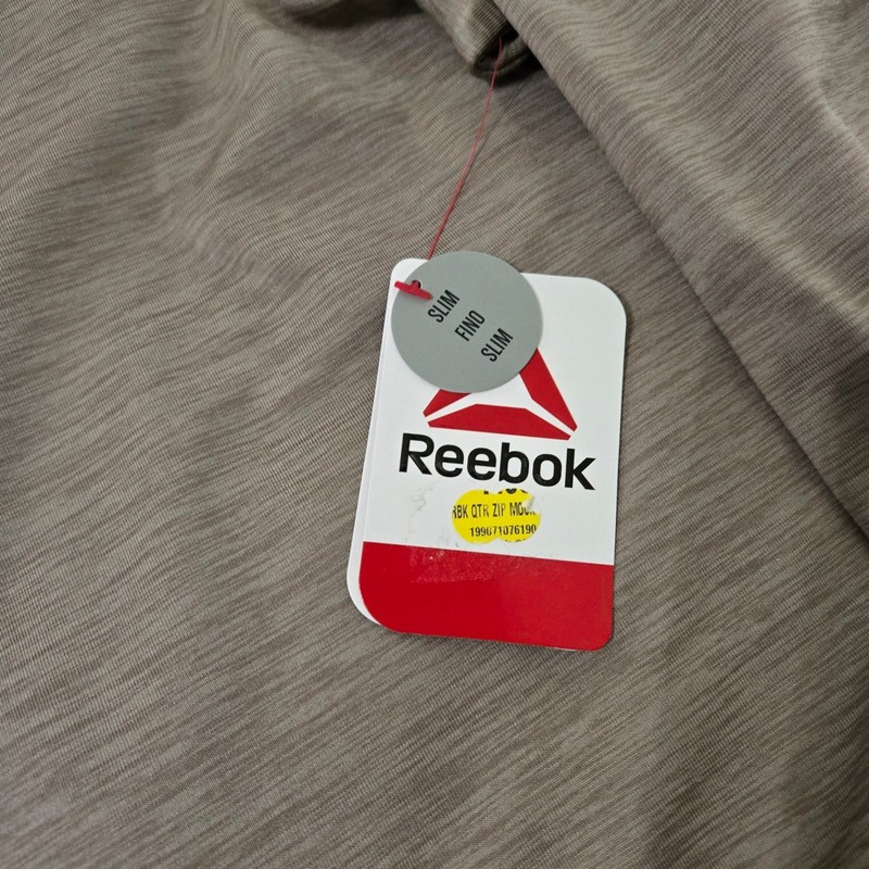 Reebok Mens Quarter Zip Mock Neck Pullover Driftwood Heather XL gallery