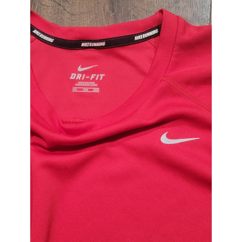 Nike Running Miler Dri-FIT Red Short Sleeve Shirt Mens XXL 404650-611 gallery