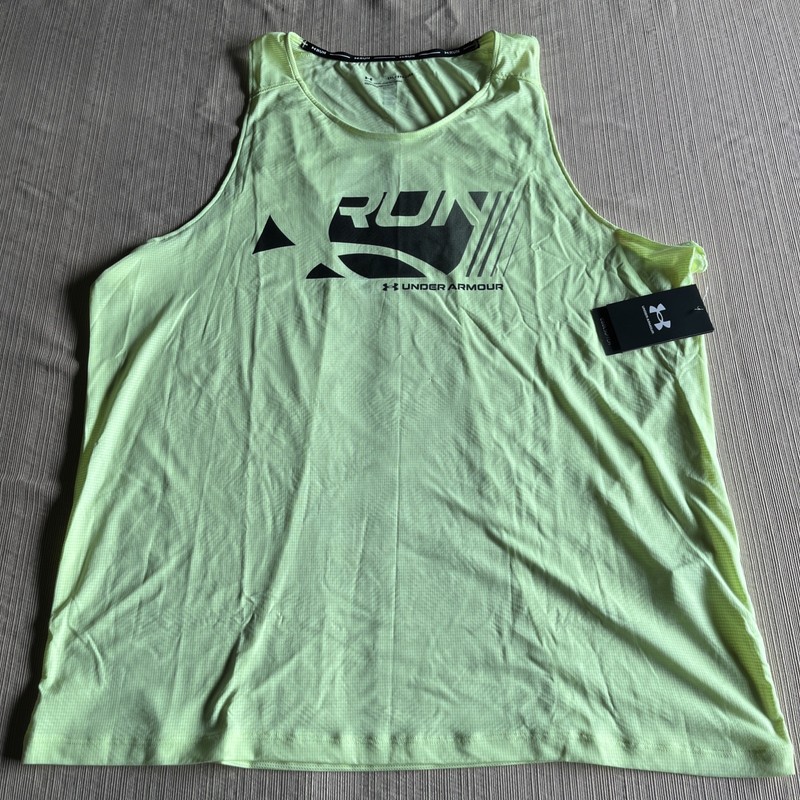 Under Armour CoolSwitch Run Singlet Men’s 2XL Yellow Fitted Tank 1371130 NWT $40 gallery