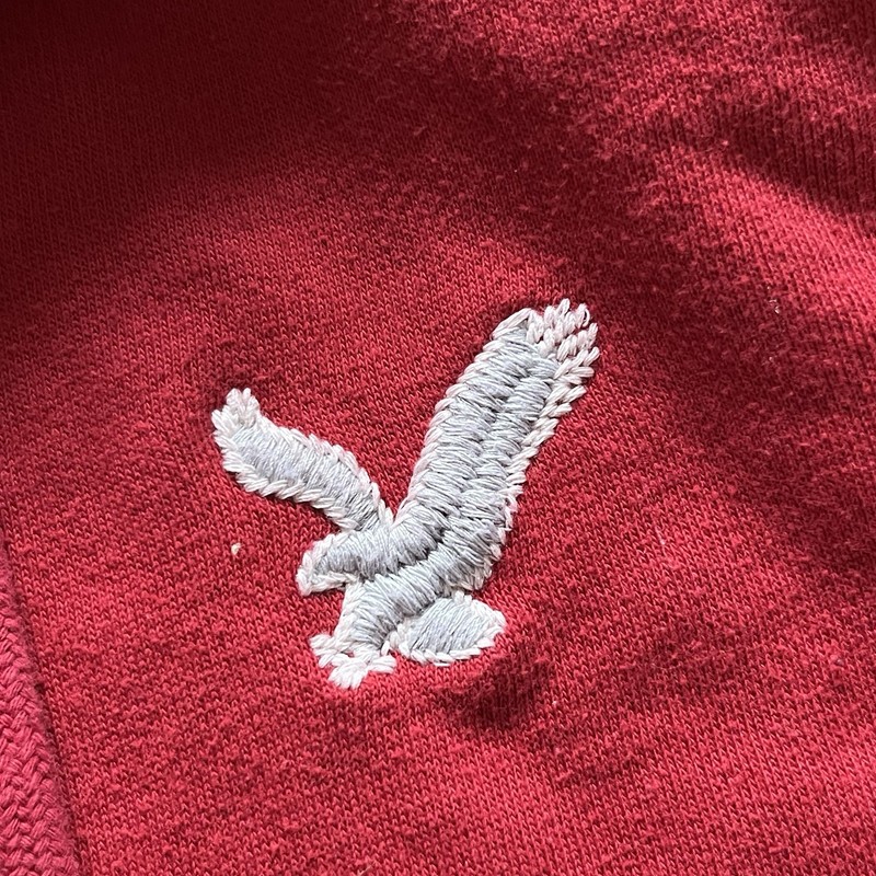 Vtg Y2K American Eagle Hooded Full Zip Sweatshirt Red / Gray Men‘s Size Medium M gallery