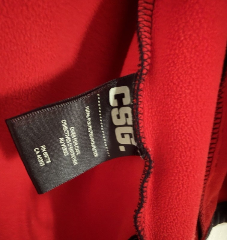 CSG Softshell Jacket Mens Large Black Red Fleece Lined Hooded Athletic Zip gallery