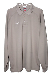 Vintage 90s Nike Team Tan Beige Long Sleeve Polo Shirt Red Tag Mens Size XL Golf