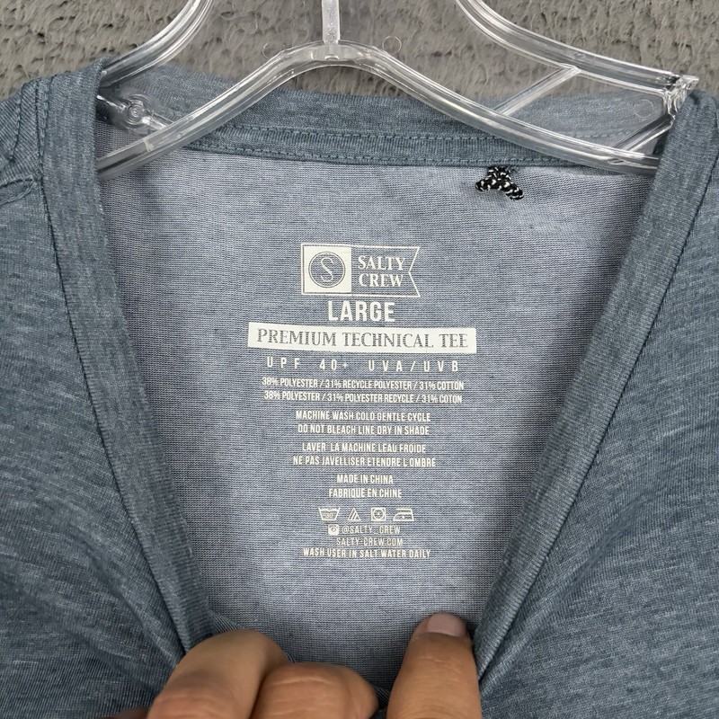 Salty Crew Premium Technical Tee Mens Large Blue UV Protection Long Sleeve Beach gallery