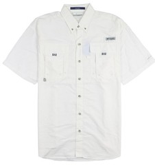 COLUMBIA PFG Bahama II Button Front Shirt sz S Small White Outdoor UPF 40