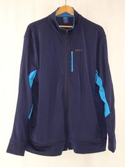 REEBOK MENS Size XXL DARK BLUE LIGHT BLUE STRIPE FULL ZIP TRACK TOP