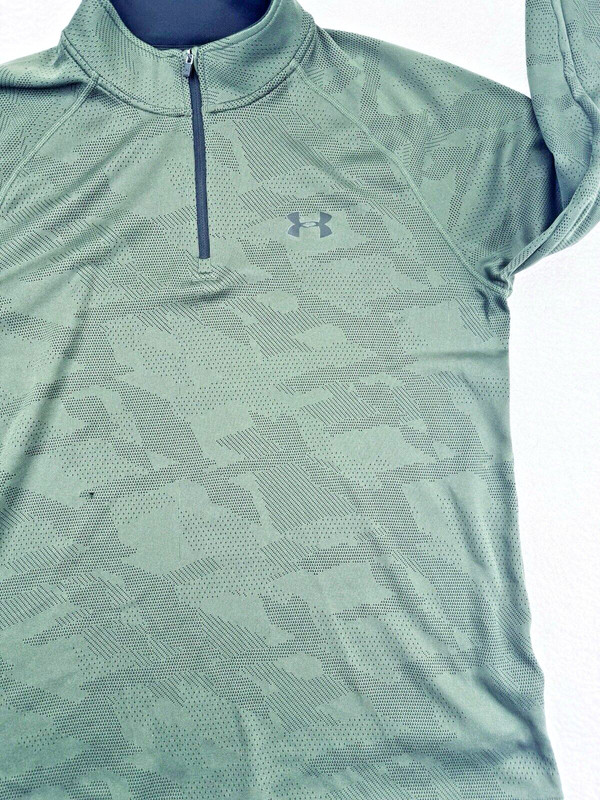 Under Armour 1/4 Zip Pullover Men M Green Camo Military LS READ gallery