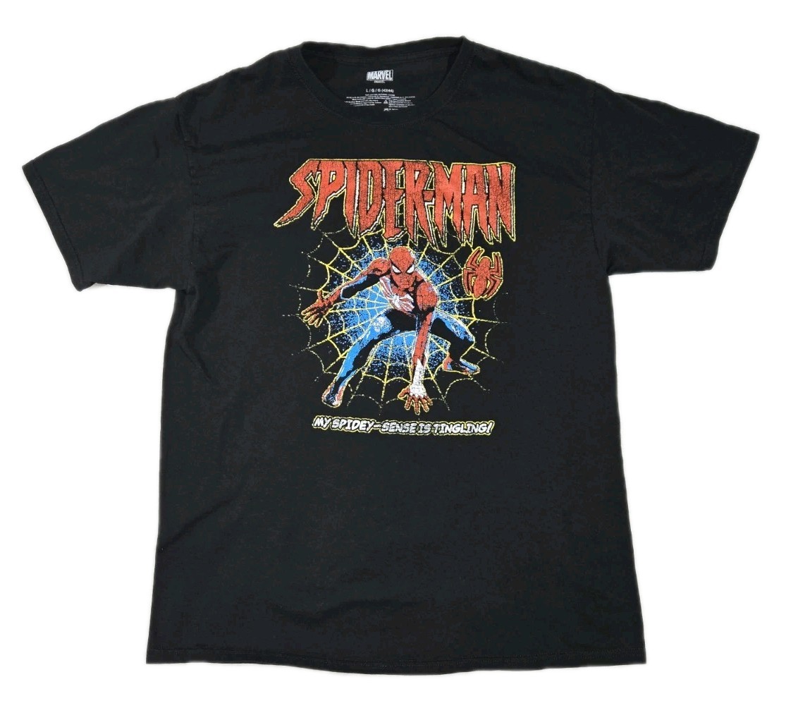 Mens Amazing SpiderMan Short Sleeve T Shirt Large Marvel Advengers Black gallery