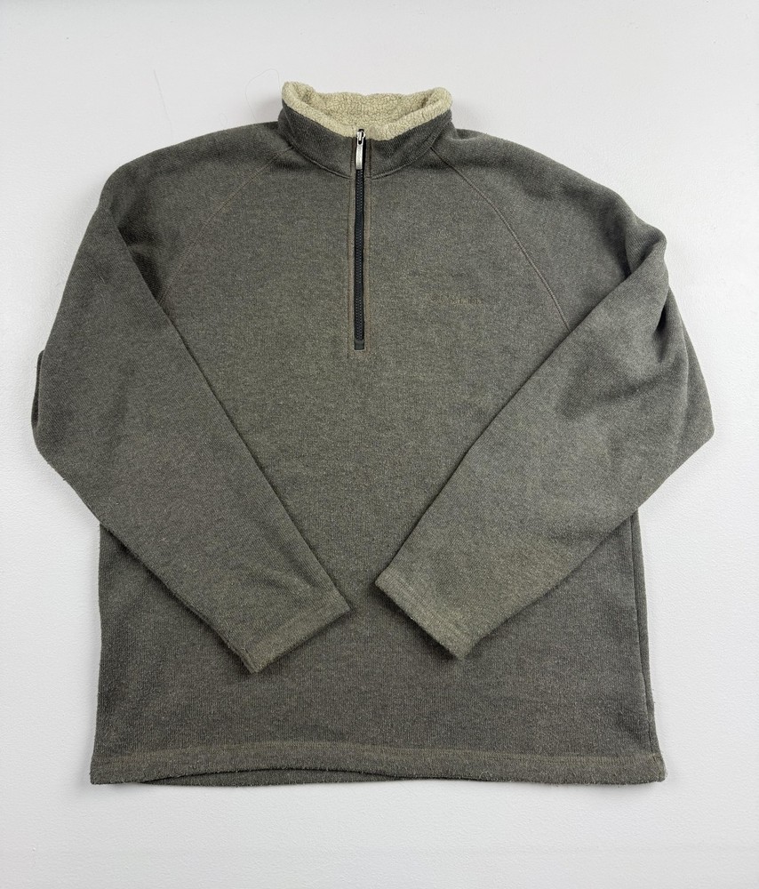 Columbia Pullover Mens XL Gray Fleece Quarter Zip Sherpa Lined Hiking Top