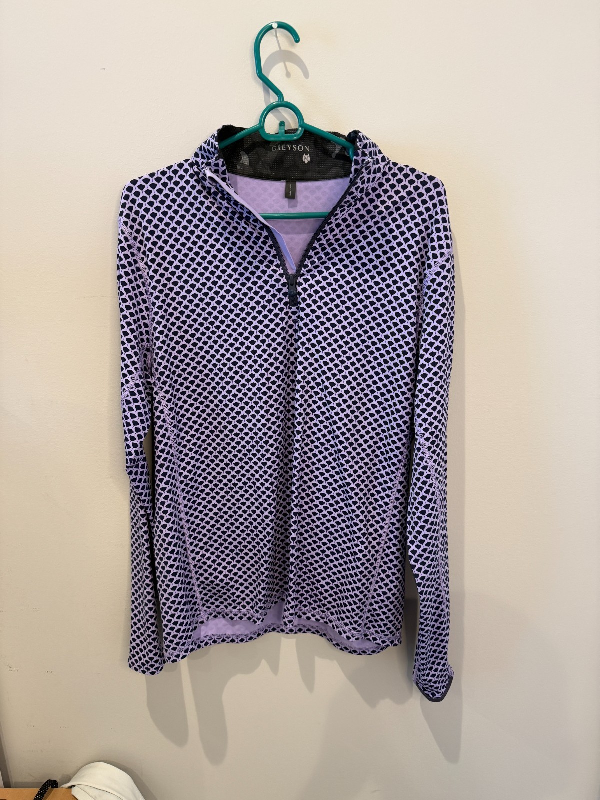 Greyson Clothiers Men's M Purple Petal Floral Quarter Zip Pullover - Wolf Logo gallery