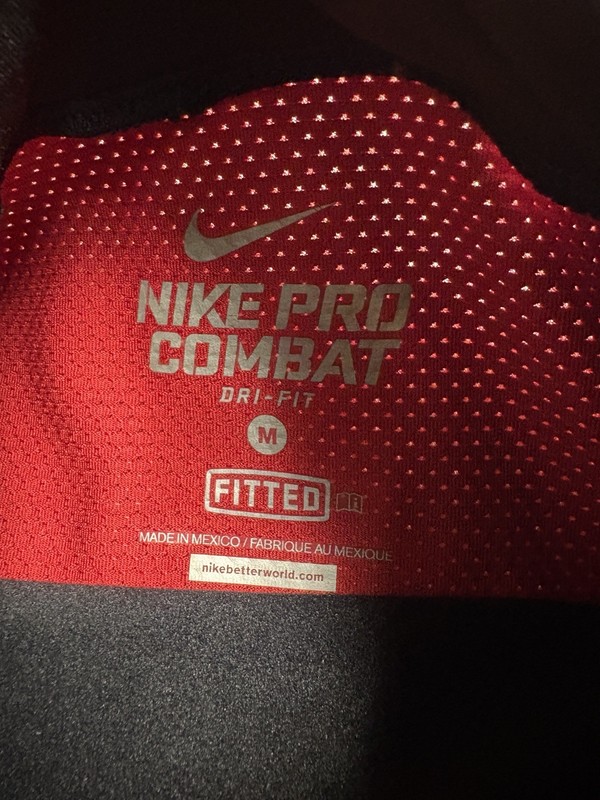 Nike Pro Combat Shirt Men M Black Fitted Compression Fleece Line Long Sleeve gallery
